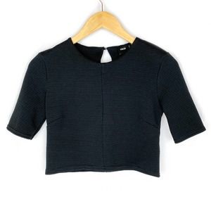 ASOS Crop Top Black Ribbed High Neck Short Sleeve 6